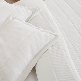 3 Piece Textured Striped Quilt Set - Ellie Collection