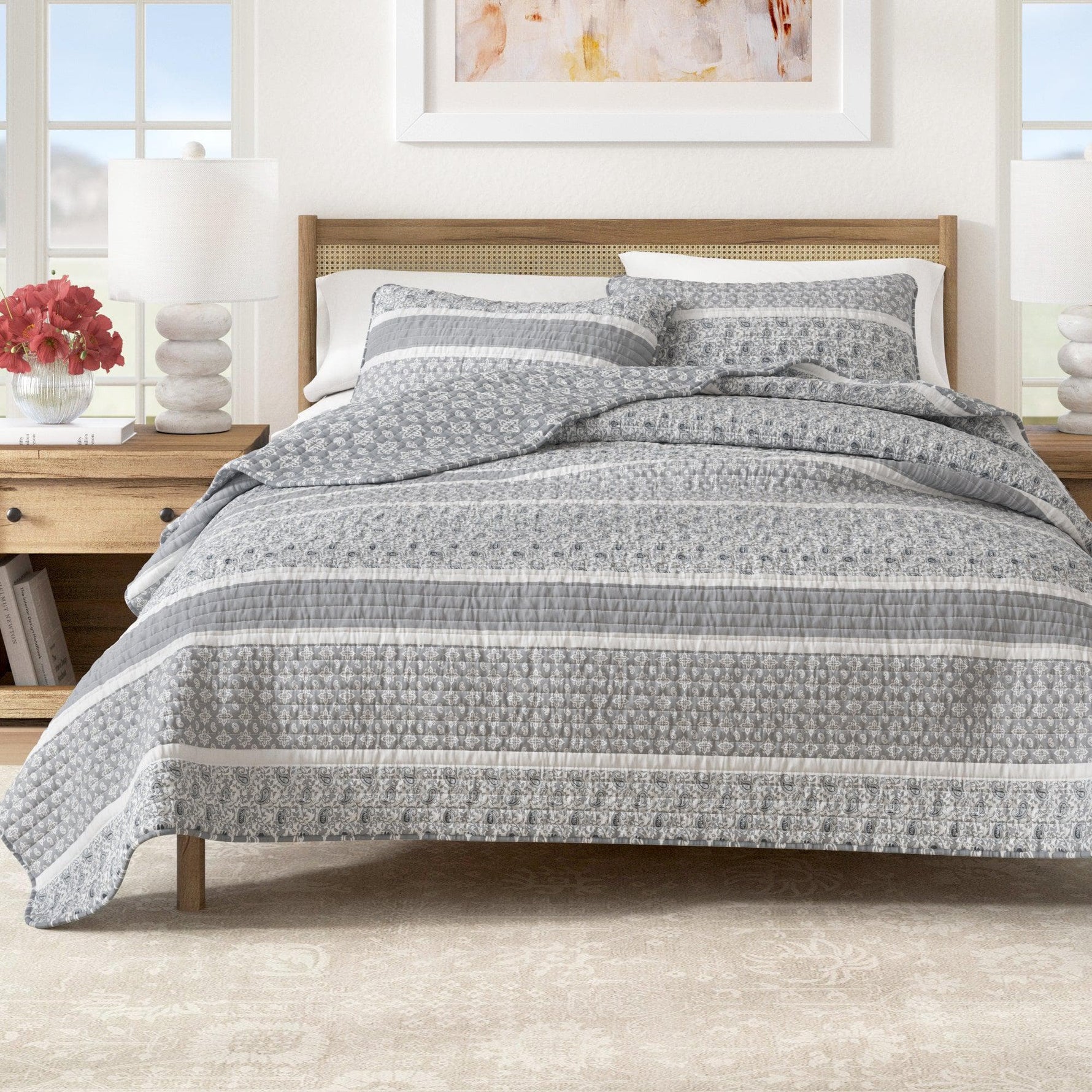 3-Piece Stripe Quilt - Kadi Collection Great Bay Home