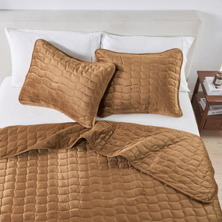 Velvet Box-Stitched Quilt Set - Vivica Collection
