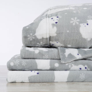 4-Piece Printed Plush Sheet - Velvet Luxe Collection