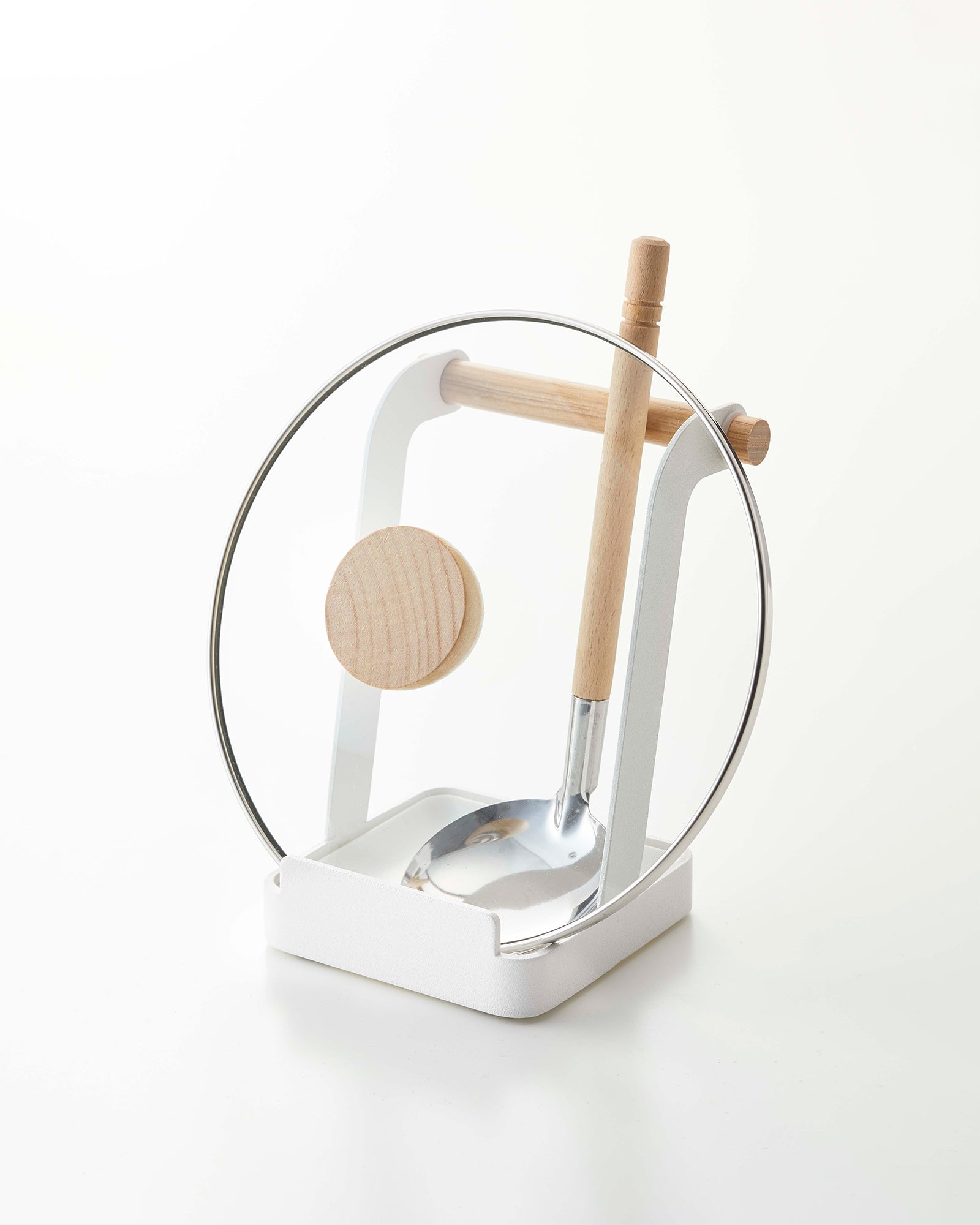 Lid & Ladle Stand - Steel + Wood Yamazaki Home