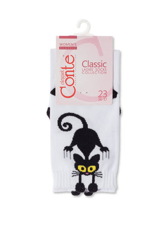 Cotton Socks Conte Classic 233 - Picot "Black cat" - By Baano