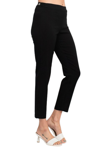 Hope & Harlow Mid Waist Side Button Millennium Ankle Pants - By Baano