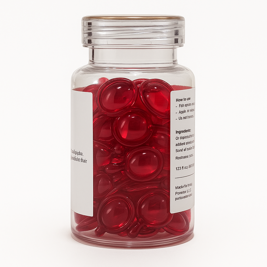 Lightweight Hair Oil Capsules - Nourishing Blend with Olive, Jojoba, Sunflower Seed and Rosemary Oil (Shine and Frizz Control)