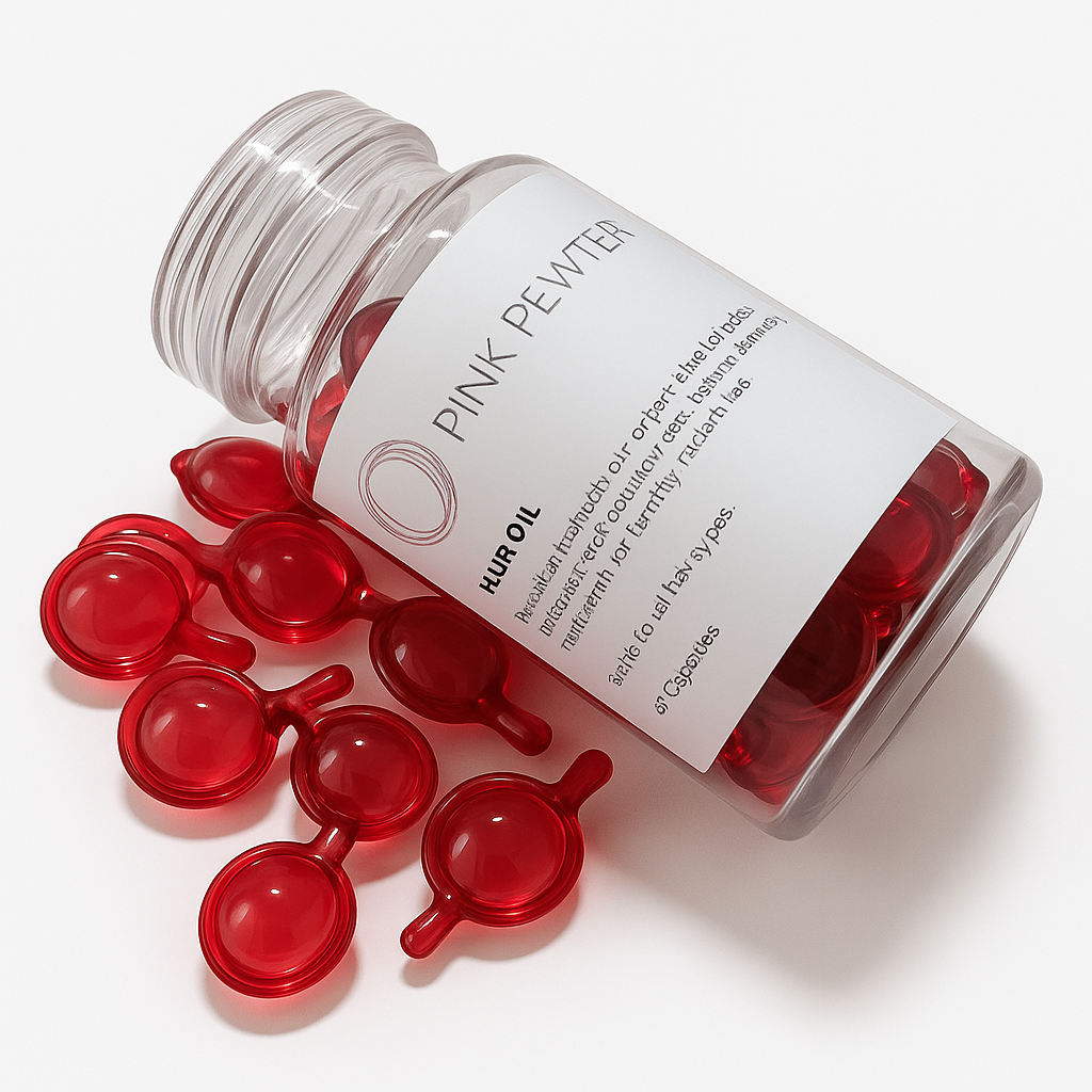 Lightweight Hair Oil Capsules - Nourishing Blend with Olive, Jojoba, Sunflower Seed and Rosemary Oil (Shine and Frizz Control) - 6 Pack with Display