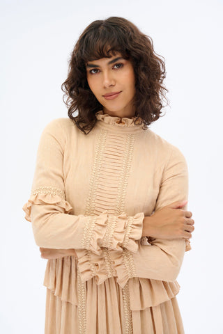 Long Sleeve Maxi Dress With Ruffles