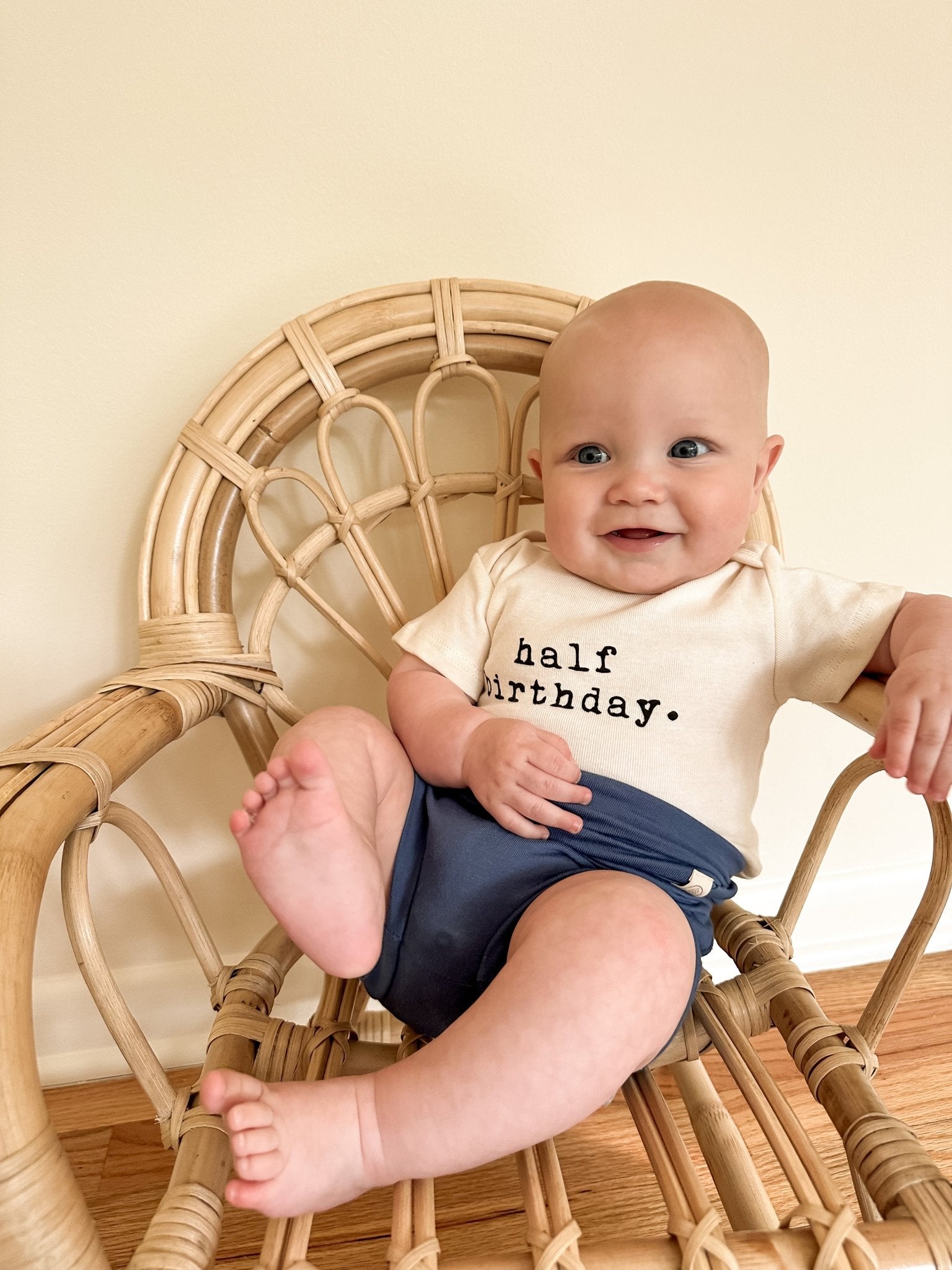 Half Birthday Organic Cotton Baby Bodysuit Short Sleeve Tenth & Pine