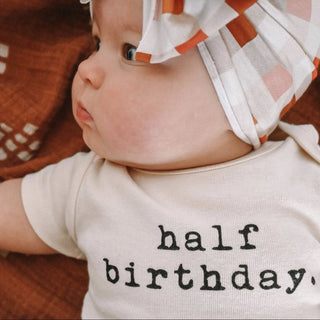 Half Birthday Organic Cotton Baby Bodysuit Short Sleeve