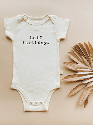 Half Birthday Organic Cotton Baby Bodysuit Short Sleeve