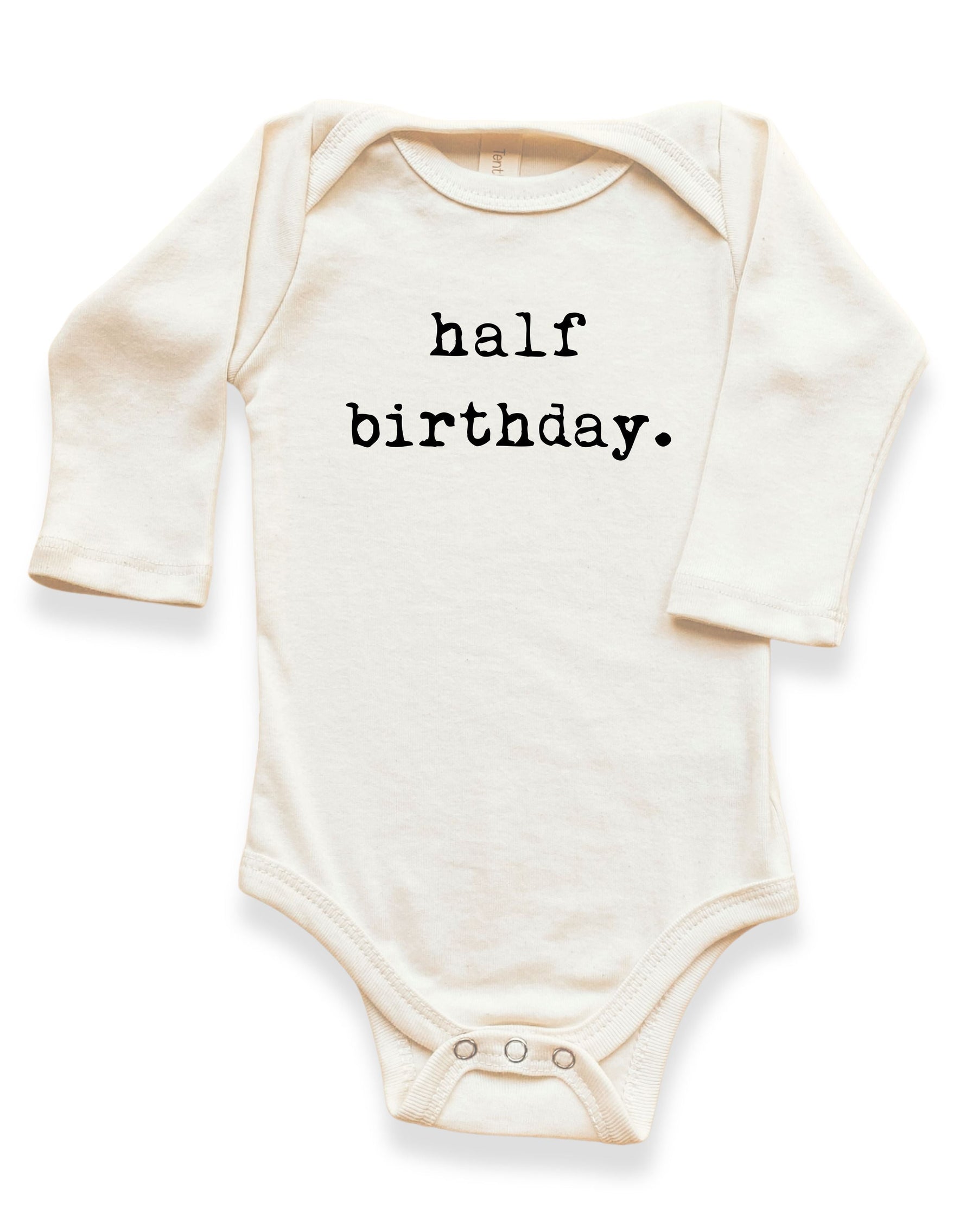 Half Birthday Organic Bodysuit Long Sleeve - By Baano