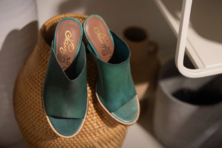 Hallie Heeled Sandal in Teal Naughty Monkey