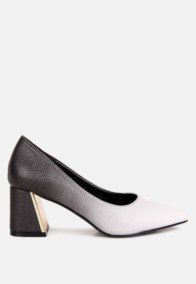 Harlow Metallic Accent Block Heel Pumps London Rag International