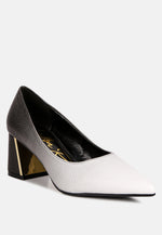 Harlow Metallic Accent Block Heel Pumps London Rag International