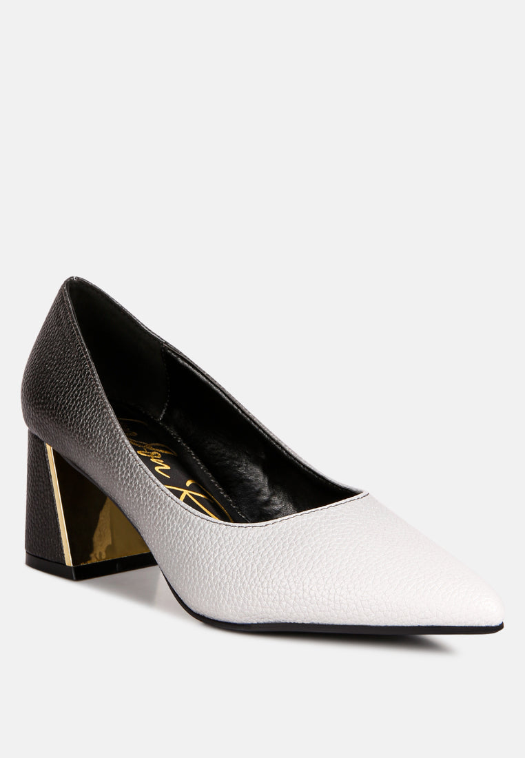 Harlow Metallic Accent Block Heel Pumps London Rag International