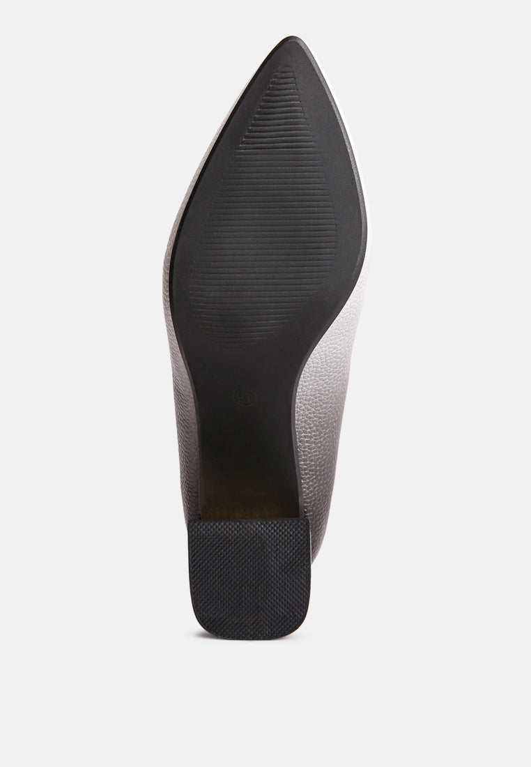 Harlow Metallic Accent Block Heel Pumps London Rag International