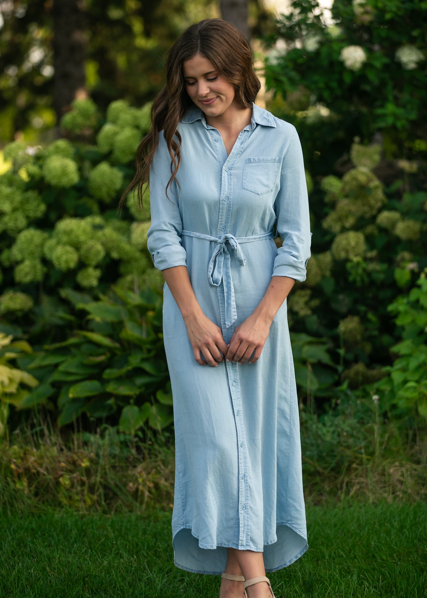 Hazel Chambray Long Sleeve Dress