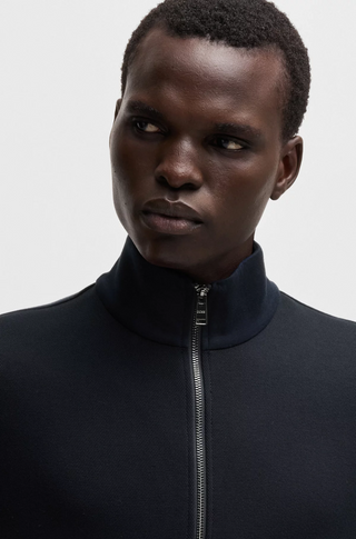 Boss Regular-Fit Zip-Up Sweater in Stretch Cotton - By Baano