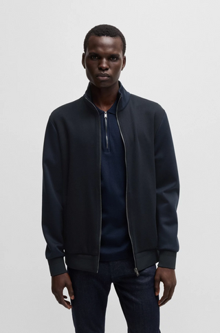 Boss Regular-Fit Zip-Up Sweater in Stretch Cotton - By Baano
