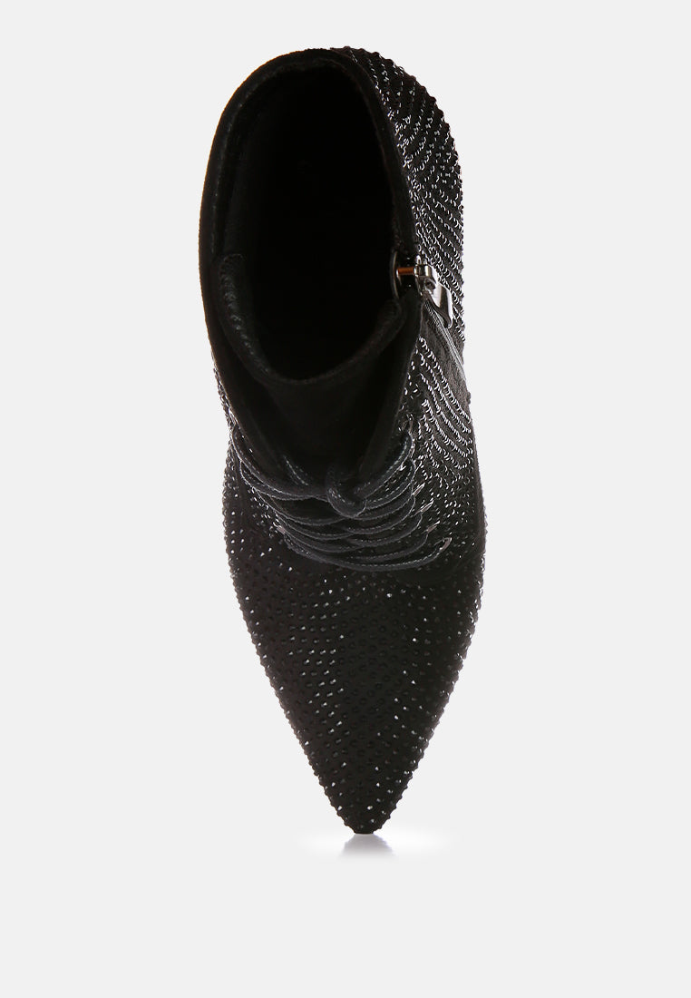 Head On Faux Suede Diamante Ankle Boots