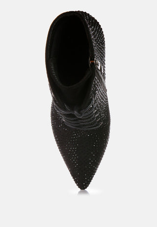 Head On Faux Suede Diamante Ankle Boots