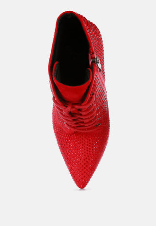 Head On Faux Suede Diamante Ankle Boots