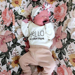 Hello I'm New Here Organic Bodysuit Long Sleeve - By Baano