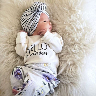 Hello I'm New Here Organic Cotton Baby Bodysuit Long Sleeve