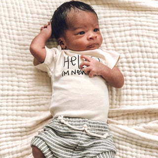 Hello I'm New Here Organic Baby Bodysuit - By Baano