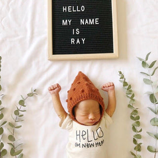 Hello I'm New Here Organic Cotton Baby Bodysuit Short Sleeve