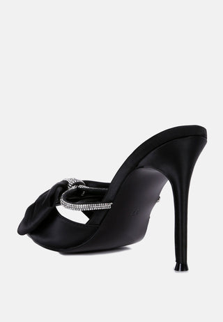 High Tea Rhinestone Bow Embellished Stiletto Sandals