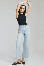 Moon Curve Raw Hem Crop Jeans HJ129 Hey Joanie