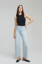 Moon Curve Raw Hem Crop Jeans HJ129 Hey Joanie