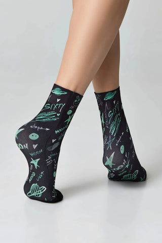 Dense Socks Conte Fantasy 913 - Moon Pattern - By Baano
