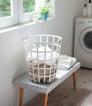 Wire Basket (18" H)  - Steel + Wood - By Baano