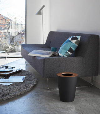 Trash Can - Round - Steel + Wood - By Baano