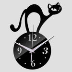 Home Decoration Wall Mirror 3D Hanging Clock Wall Murals Decal Sticker Acrylic Wallpaper for Unisex Teen Children Kid Boy Girl Classroom Gym Room Cartoon Cats Design Sticker Watch Stevvex