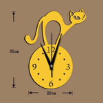 Home Decoration Wall Mirror 3D Hanging Clock Wall Murals Decal Sticker Acrylic Wallpaper for Unisex Teen Children Kid Boy Girl Classroom Gym Room Cartoon Cats Design Sticker Watch Stevvex