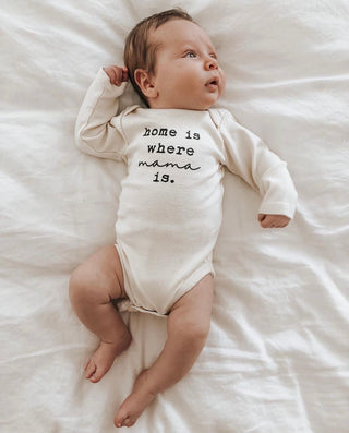 Home is Where Mama is Organic Baby Bodysuit Long Sleeve