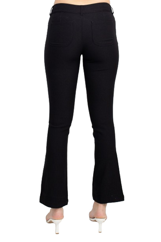Sabrina Lauran NY Mid Waist Button Zipper Closure Belt Hoop Solid Stretch Denim Pants with Pockets - By Baano