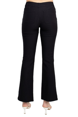 Sabrina Lauran NY Mid Waist Button Zipper Closure Belt Hoop Solid Stretch Denim Pants with Pockets - By Baano