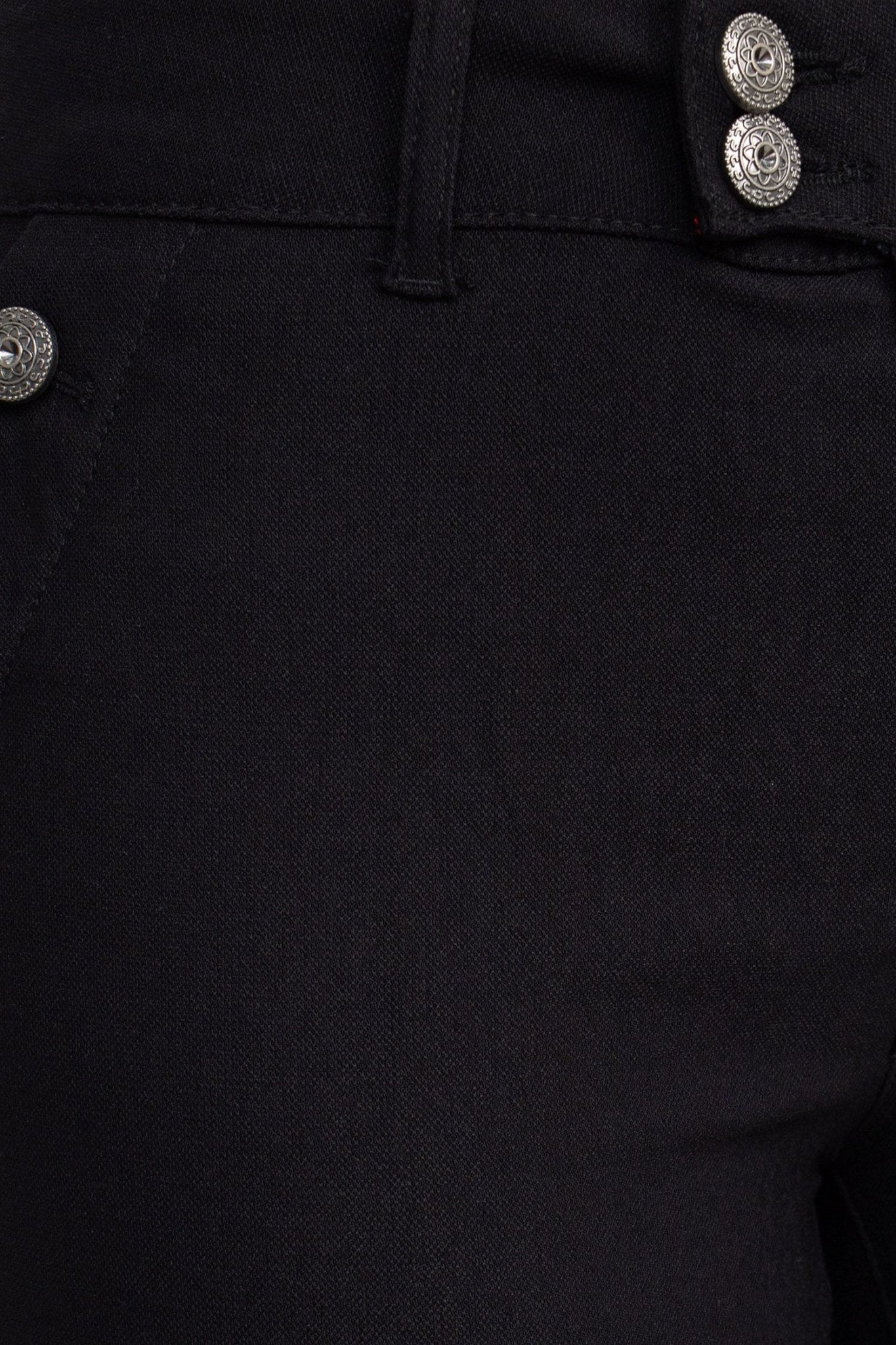 Sabrina Lauran NY Mid Waist Button Zipper Closure Belt Hoop Solid Stretch Denim Pants with Pockets - Glamourous Grace