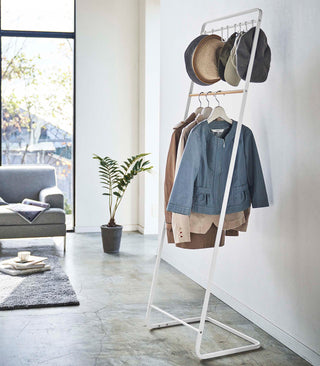 Coat Rack with Hat Storage (66" H)  - Steel + Wood - By Baano