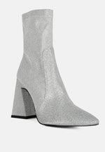 Hustlers Shimmer Block Heeled Ankle Boots