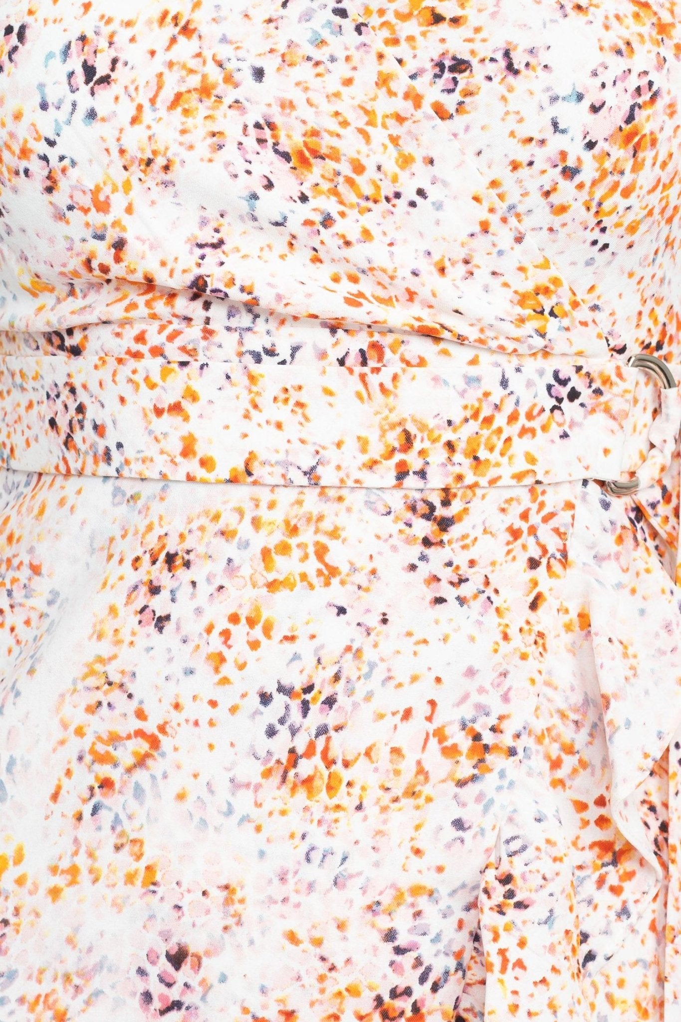 Laundry V - Neck Flutter Sleeve Tie Waist Ruffled Hem A - Line Zipper Back Twill Dress - Glamourous Grace