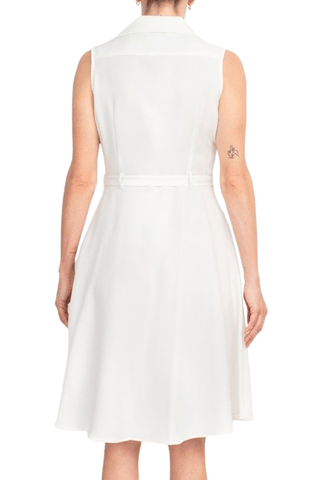 Sharagano Rayon Sleeveless Button Down Collar Shirt Dress With Pockets - Glamourous Grace