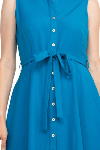 Sharagano Rayon Sleeveless Button Down Collar Shirt Dress With Pockets - Glamourous Grace