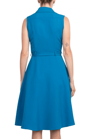 Sharagano Rayon Sleeveless Button Down Collar Shirt Dress With Pockets - Glamourous Grace