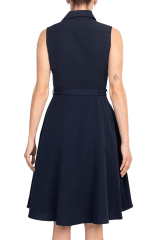 Sharagano Rayon Sleeveless Button Down Collar Shirt Dress With Pockets - Glamourous Grace