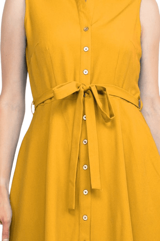 Sharagano Rayon Sleeveless Button Down Collar Shirt Dress With Pockets - Glamourous Grace