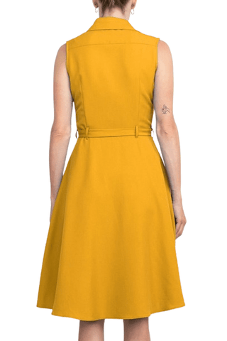 Sharagano Rayon Sleeveless Button Down Collar Shirt Dress With Pockets - Glamourous Grace